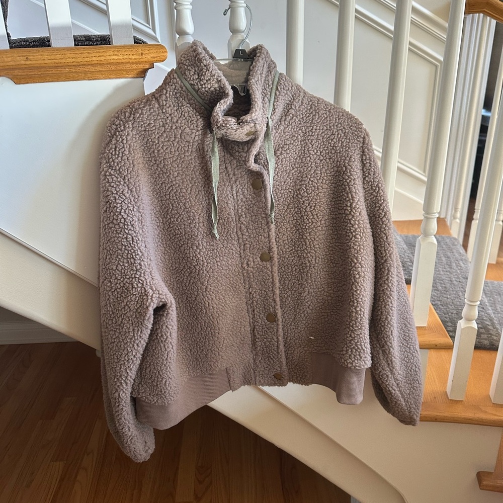 Pink Lily Truthfully Right Mocha Teddy Bomber Jacket